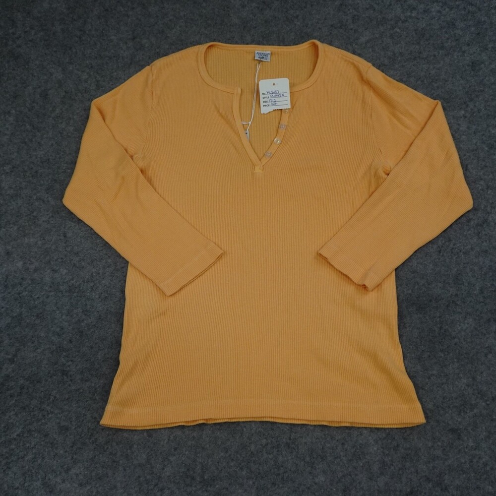 American Colors Top Womens One Size Orange Pullover Long Sleeve Shirt Ribbed
